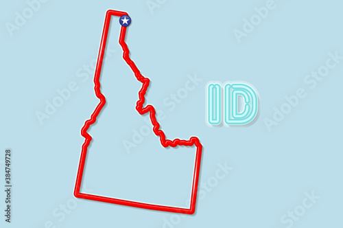 Idaho US state bold outline map. Vector illustration