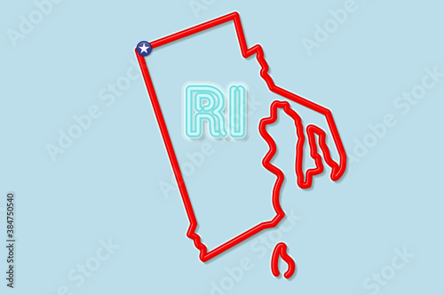 Rhode Island US state bold outline map. Vector illustration