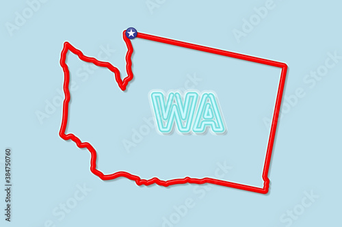 Washington US state bold outline map. Vector illustration