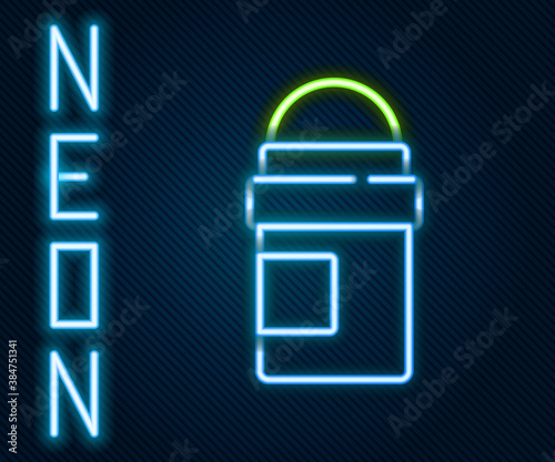 Glowing neon line Antiperspirant deodorant roll icon isolated on black background. Cosmetic for body hygiene. Colorful outline concept. Vector.