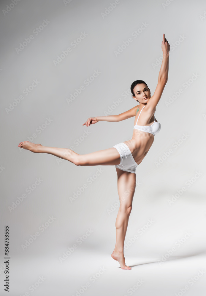 ballerina dancing in white underwear