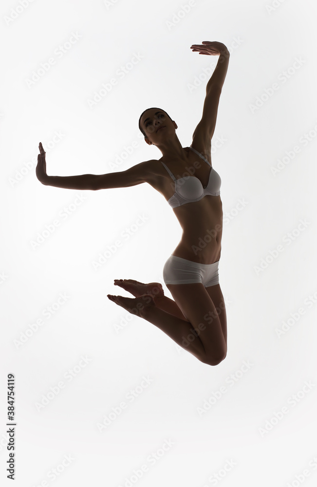 silhouette of jumping ballet dancer