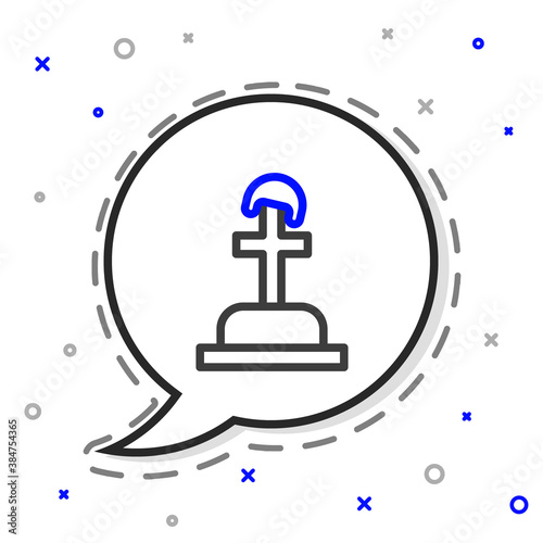 Line Soldier grave icon isolated on white background. Tomb of the unknown soldier. Colorful outline concept. Vector.