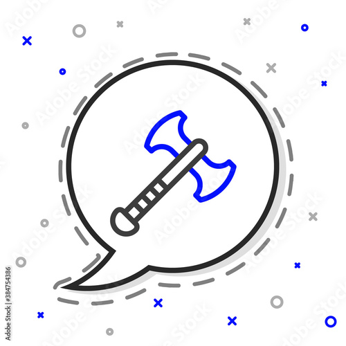 Line War axe icon isolated on white background. Battle axe, executioner axe. Medieval weapon. Colorful outline concept. Vector.