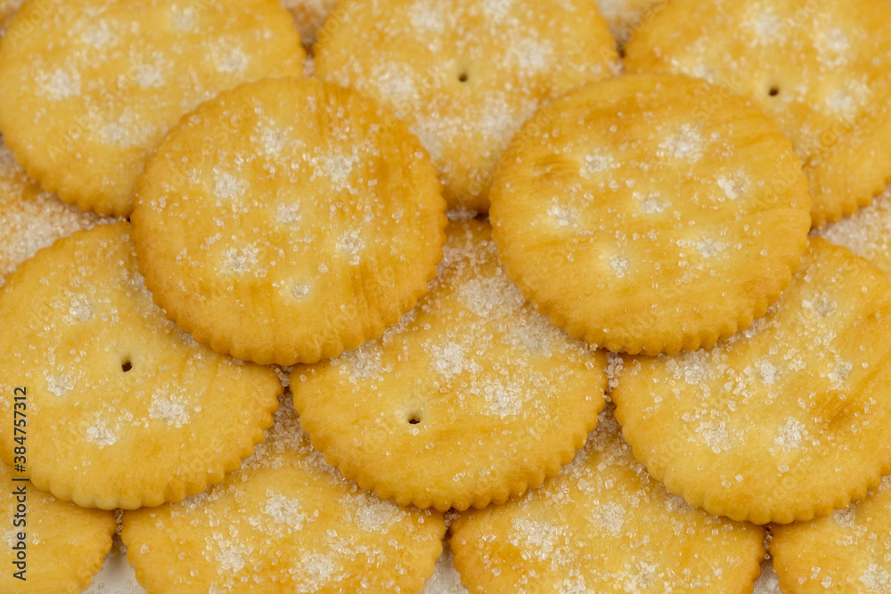 Pile of round cracker with sweet sugar on top pattern Pile of round cracker with sweet sugar on top pattern