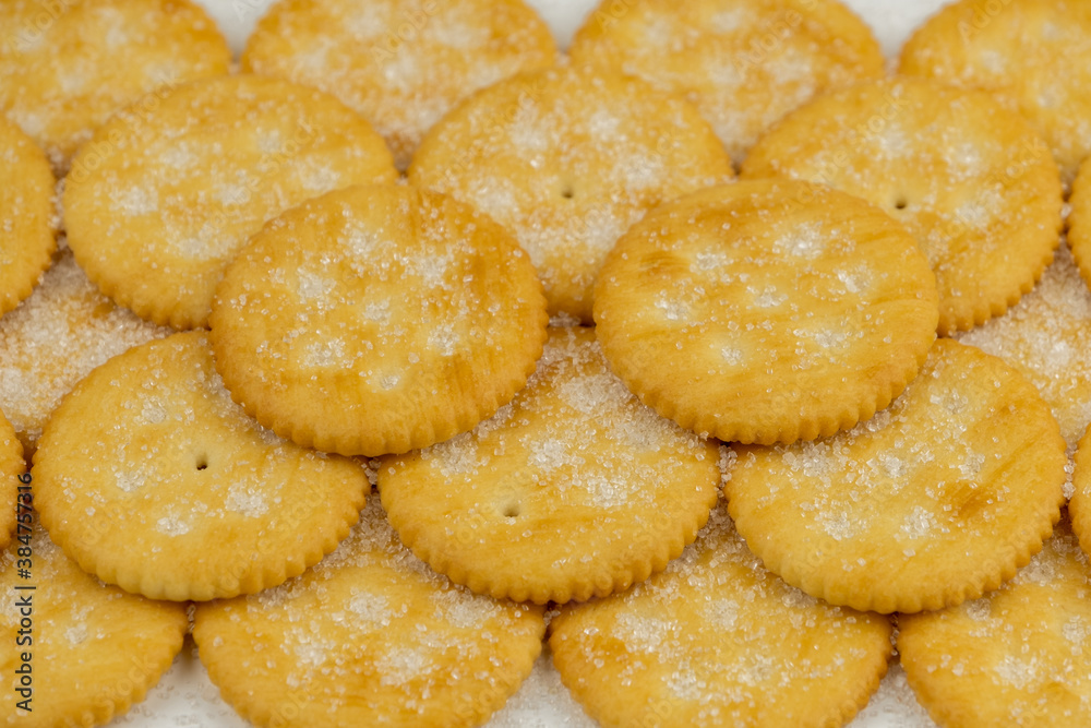Pile of round cracker with sweet sugar on top pattern Pile of round cracker with sweet sugar on top pattern