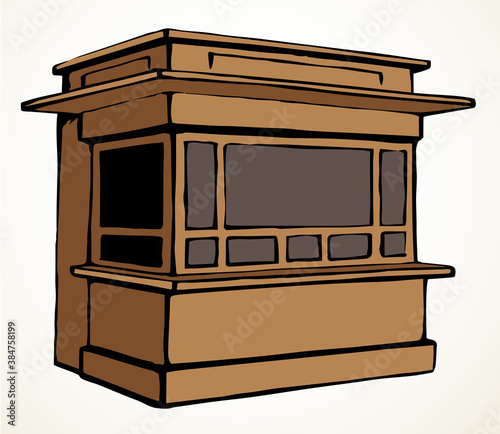 Shop stall. Vector drawing kiosk