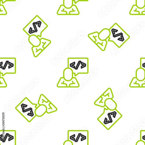 Line Web design and front end development icon isolated seamless pattern on white background. Vector.