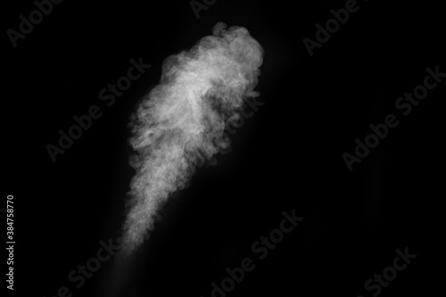 White vapour spray steam from air saturator. Abstract background, design element, for overlay on pictures