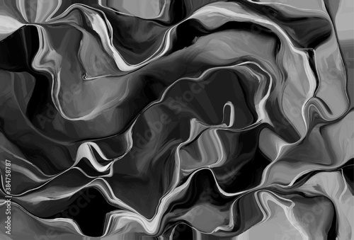 Abstract marble texture. Black and white background. Handmade technique.