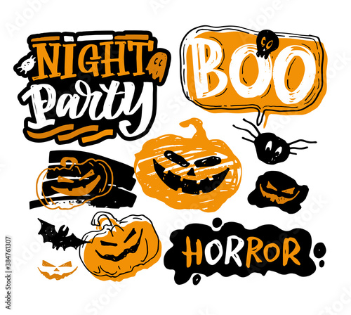 Halloween party - cute hand drawn doodle lettering label. Halloween art for poster  banner  t-shirt design.