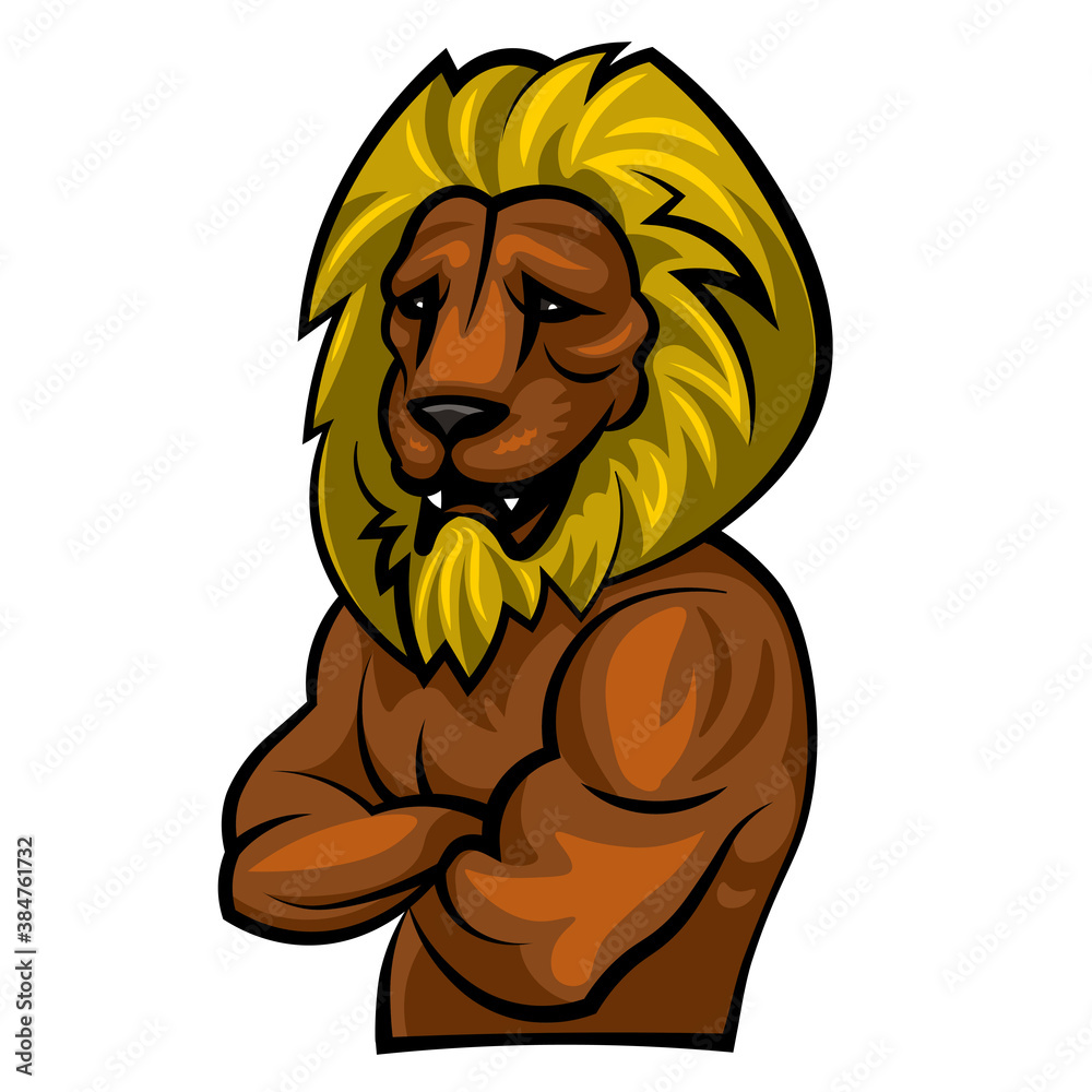 Obraz premium Stylized, cartoon drawing of a lion. On a white background.