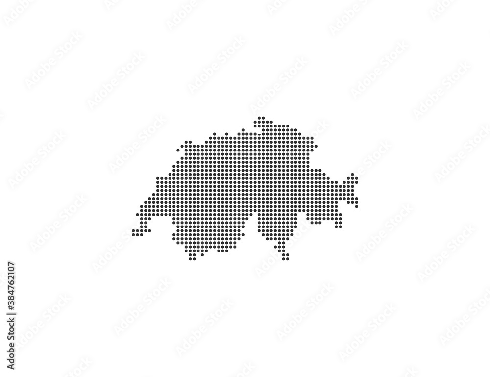 Switzerland, country, dotted map on white background. Vector illustration.