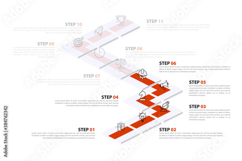 Infographic design template. Creative concept with 11 steps