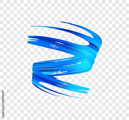 Vector 3d realistic blue brush stroke paint. Wave Liquid shape. Trendy design