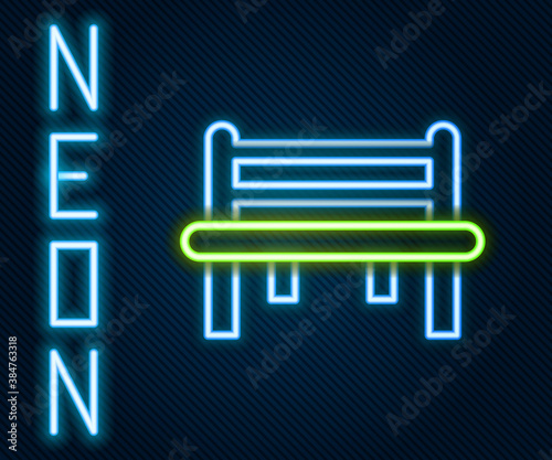 Glowing neon line Romantic bench icon isolated on black background. Colorful outline concept. Vector.