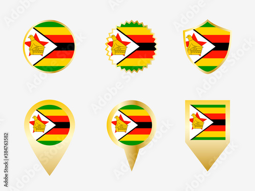 Vector flag set of Zimbabwe © Ekaterine