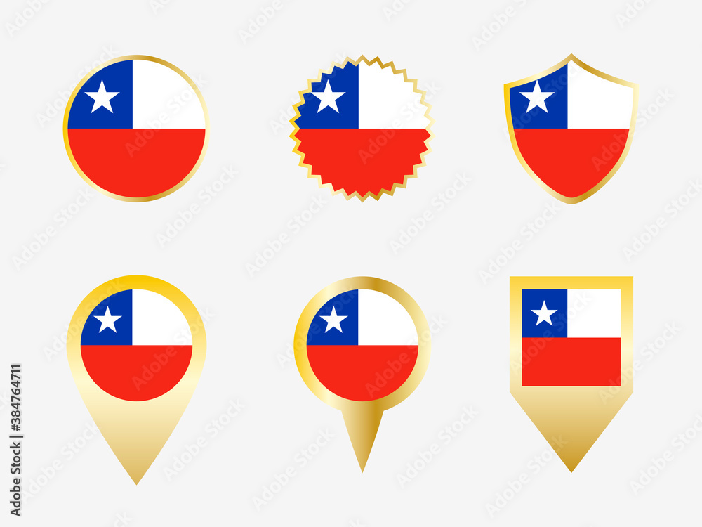 Vector flag set of Chile Vector flag set of Chile