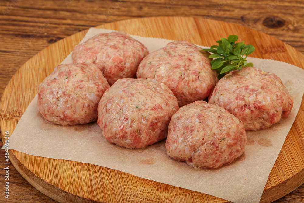 Raw turkey meatball for cooking Raw turkey meatball for cooking
