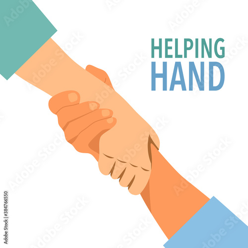 Charity symbol of helping hand in flat design. Sign or gesture of help and hope concept vector illustration on white background. 