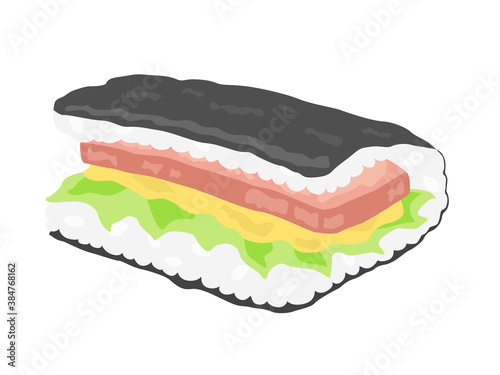 ランチョンミートのおむすびのイラスト