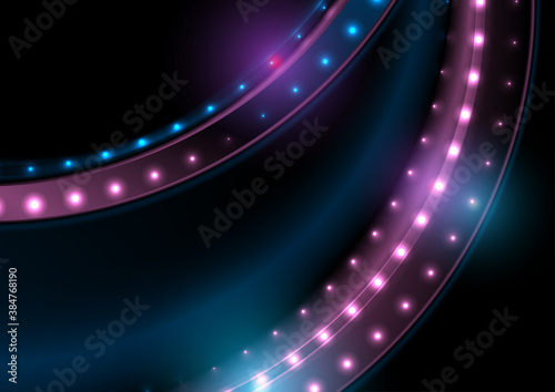 Blue purple glitter shiny wave with sparkling lights abstract background. Vector design