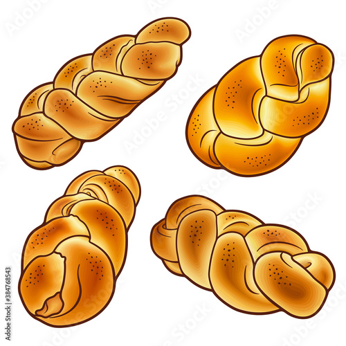 Buns hand drawn vector doodles set.