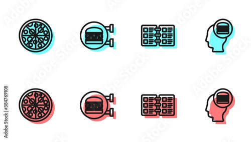 Set line Restaurant cafe menu, Pizza, Online ordering burger delivery and and icon. Vector.