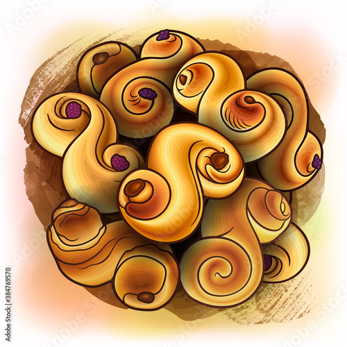 Buns hand drawn vector doodles illustration.