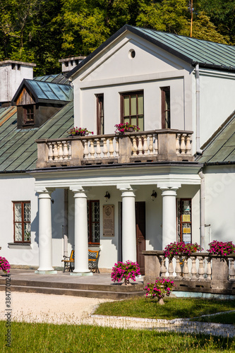 Panoramic view of park and historic museum manor house of Mikolaj Rej, polish renaissance poet and writer in Naglowice, Poland photo