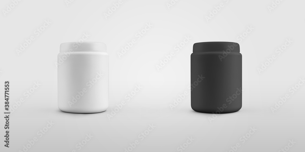 Set of plastic matte jars with lid isolated on background. Set of plastic matte jars with lid isolated on background.