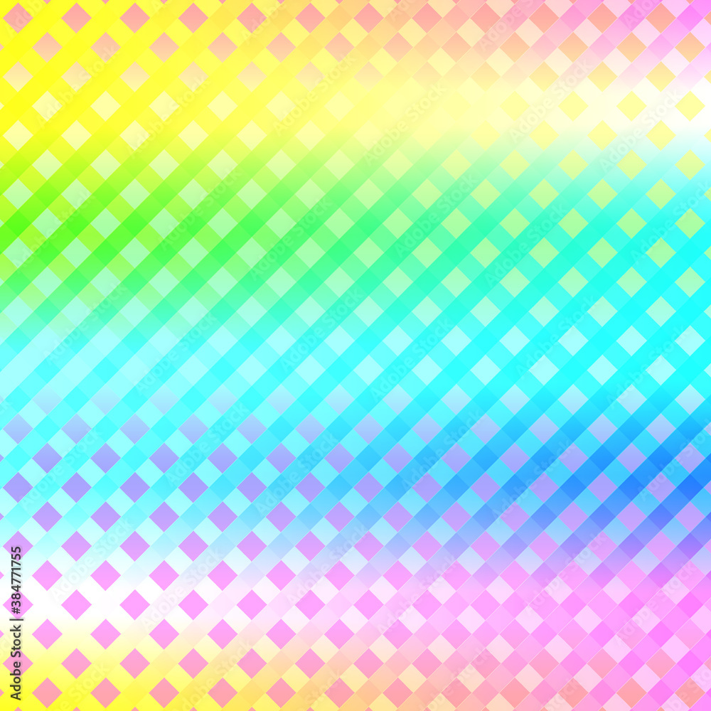 カラフルなグラデーション色のチェック柄の背景 または虹色のドット柄 赤 青 黄色 ピンク 緑 紫 Ilustracion De Stock Adobe Stock