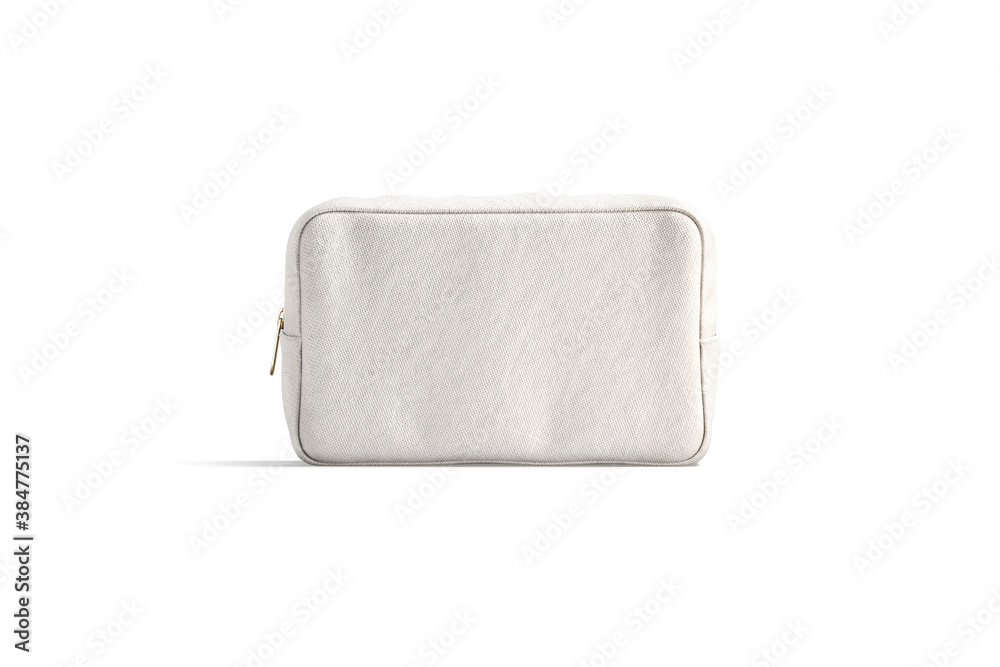 Naklejka premium Blank canvas cosmetic bag mock up, front view