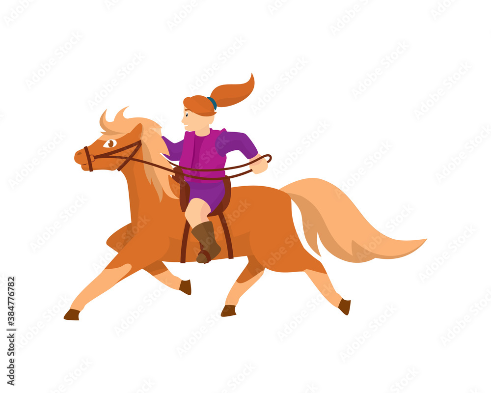 A Girl Riding a Cute Horse Illustration A Girl Riding a Cute Horse Illustration