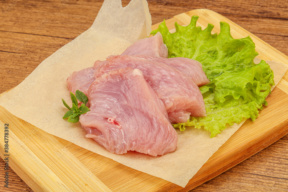 Raw turkey breast steak for cooking Raw turkey breast steak for cooking