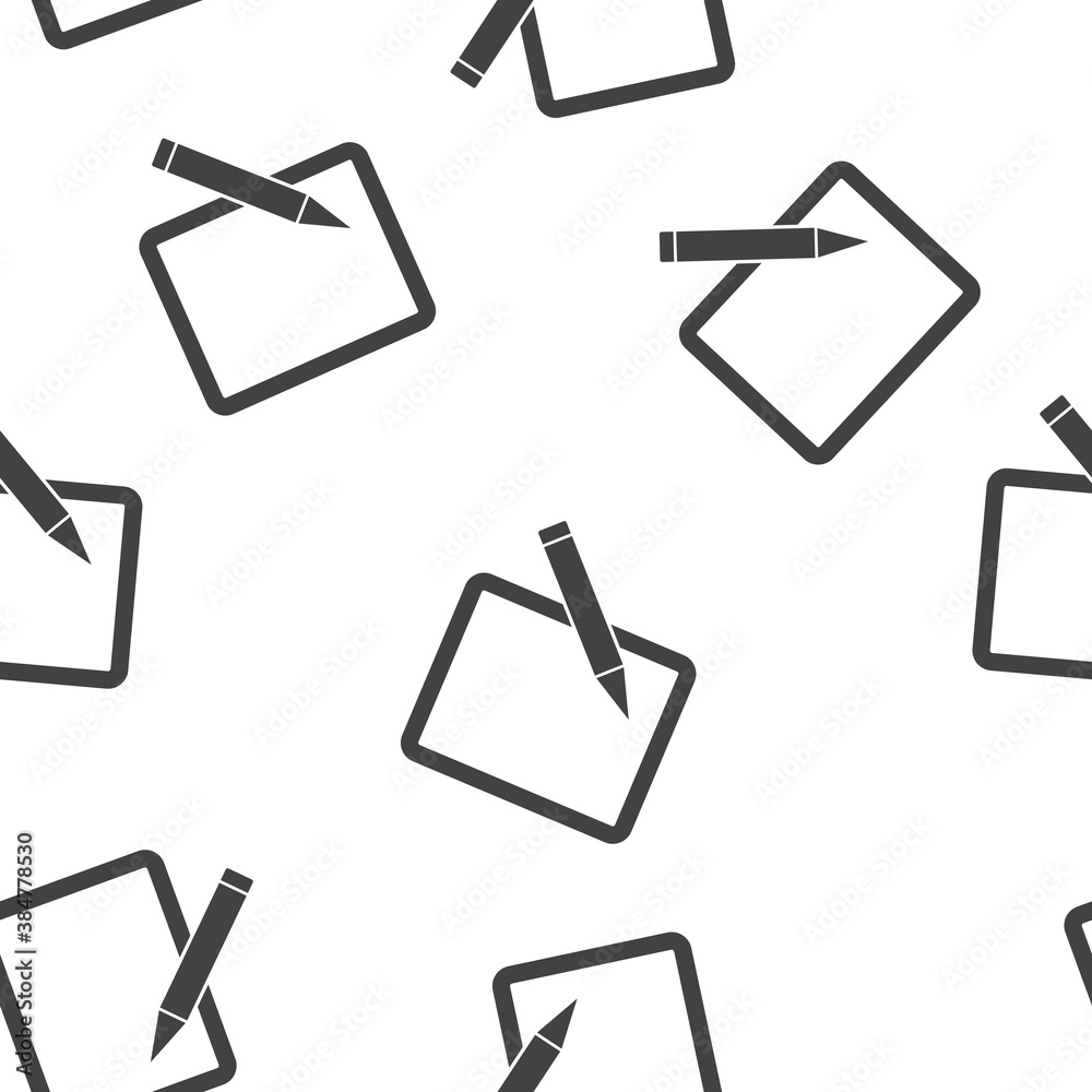 Edit vector icon on white isolated background. Document pencil edit seamless pattern on a white background.