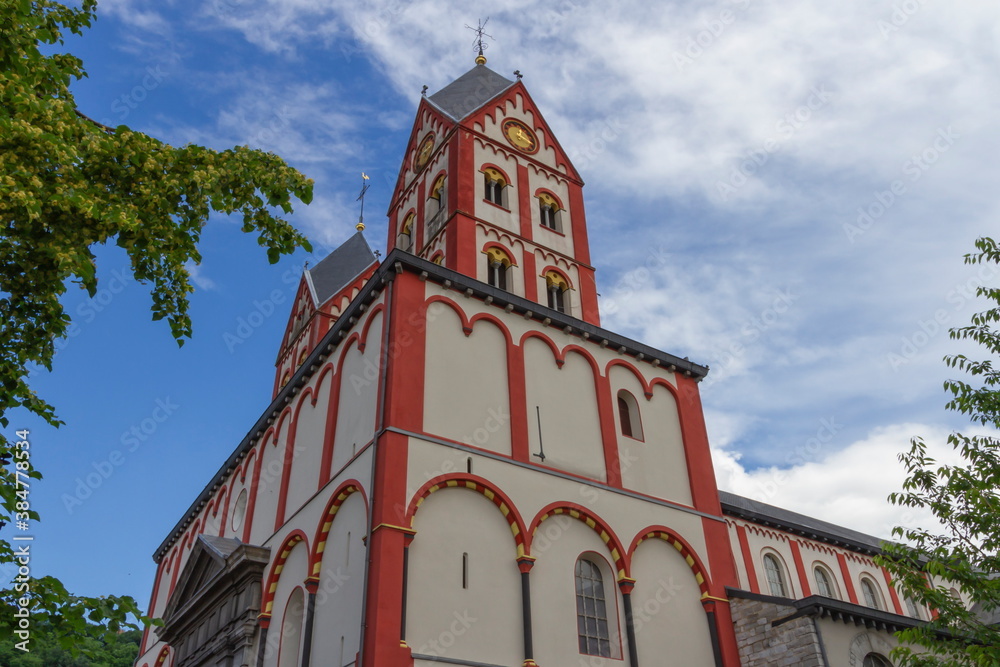Naklejka premium Collegiate Church of St. Bartholomew by cloudy day, Liege, Belgium