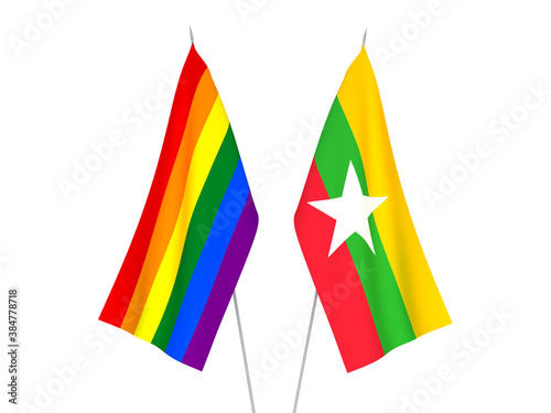 Myanmar and Rainbow gay pride flags