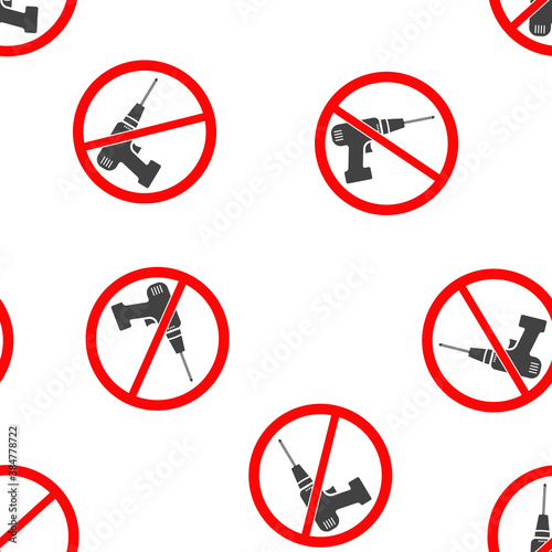 Free Download Vector icon prohibiting drilling. No drill icon seamless pattern on a white background. - GFXLoad
