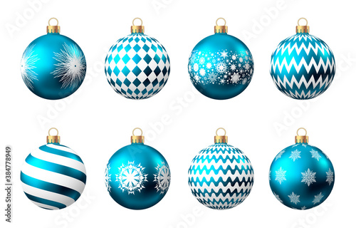 Blue Christmas  ball  isolated on white background.