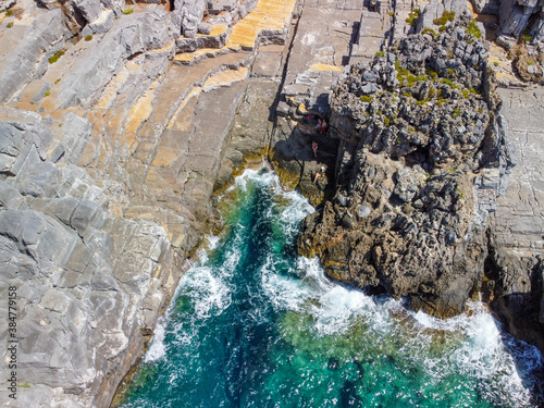 Aerial view of Katafygi rocky plateau beach in Mani, Greece photo