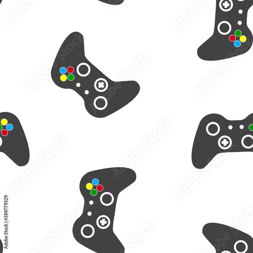 Vector gamepad icon. Game joystick for video games seamless pattern on a white background.