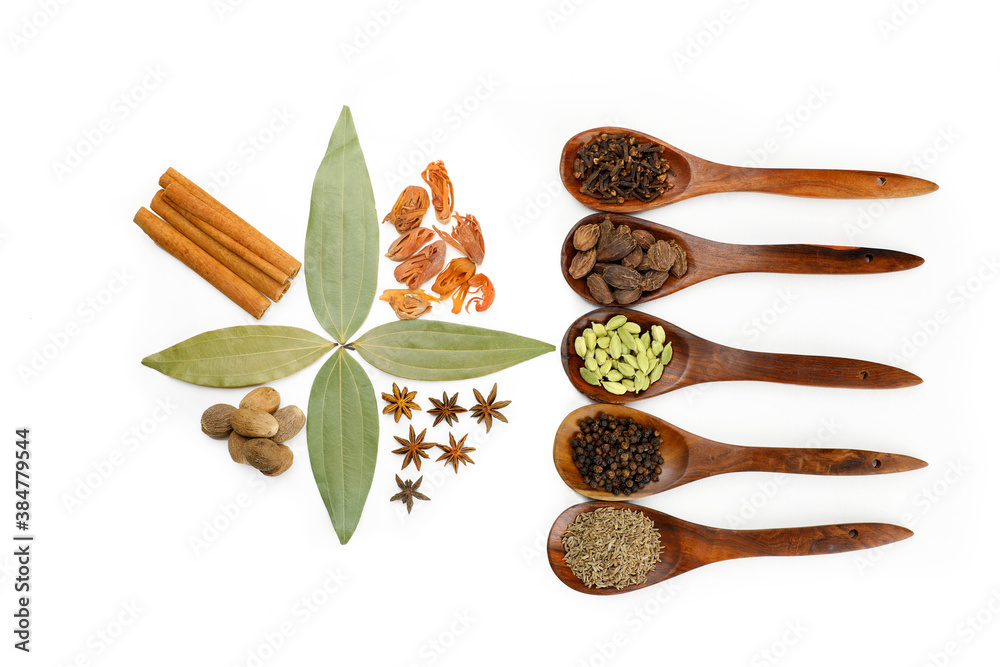 Indian khada garam masala spices in white background. Stock Photo | Adobe  Stock