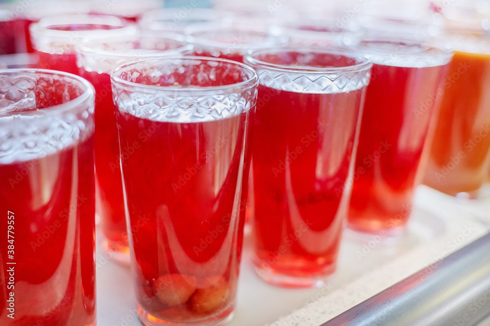 Glass glasses with natural compote and juice Glass glasses with natural compote and juice