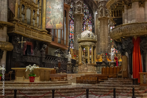 The main altar of the Cathedral of Milan - Duomo di Milano in Milan, Italy