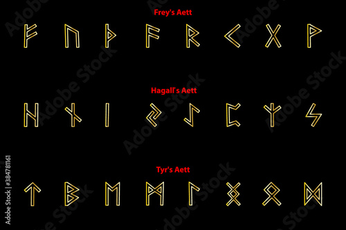Elder futhark runes - black and gold