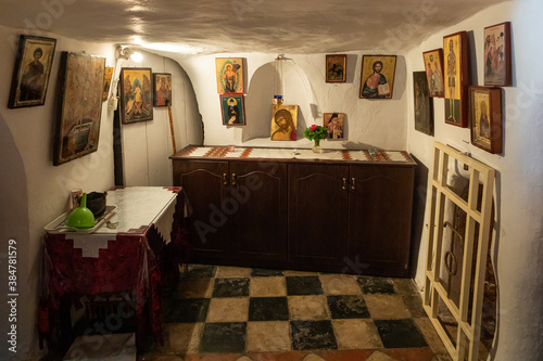 Photo The interior of the Greek Akeldama Monastery in the old city of Jerusalem in Isr