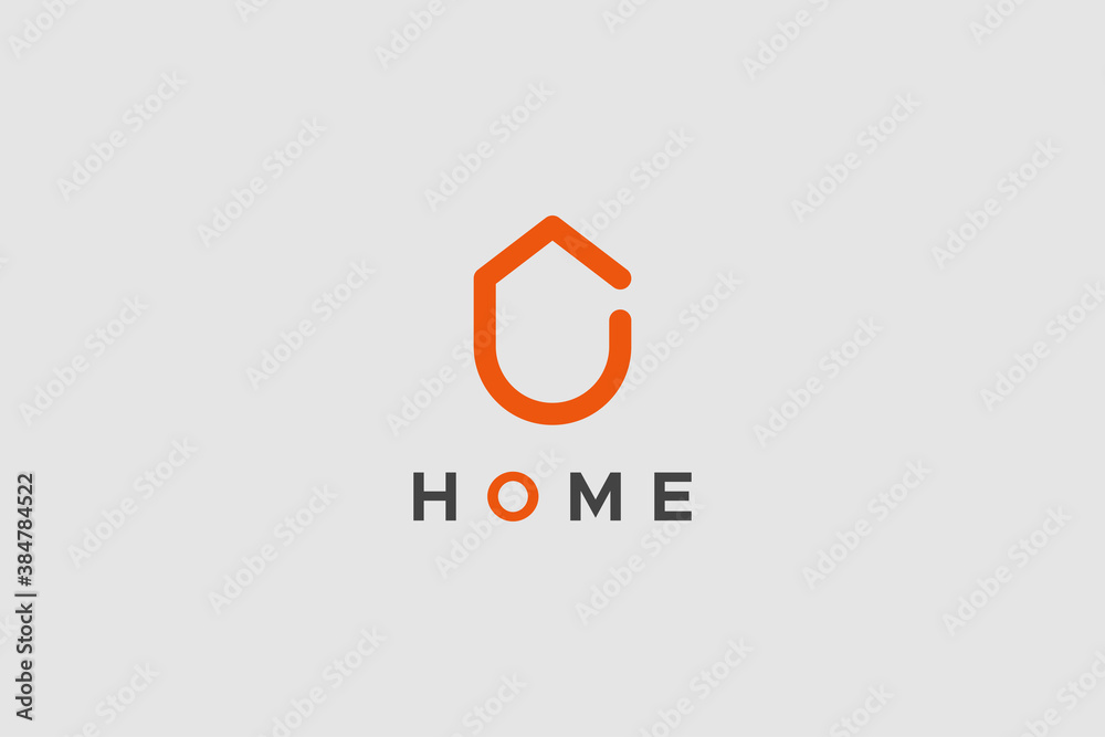 Abstract Home Logo. Red Geometric Linear Rounded House Symbol isolated on White Background. Usable for Business and Building Logos. Flat Vector Logo Design Template Element. Abstract Home Logo. Red Geometric Linear Rounded House Symbol isolated on White Background. Usable for Business and Building Logos. Flat Vector Logo Design Template Element.