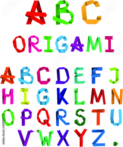 Colorful ribbon style creative alphabet letters. 