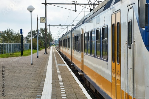 Passanger train at a station at Hoek Van Holland Strand before it was connected to the Rotterdam metro network